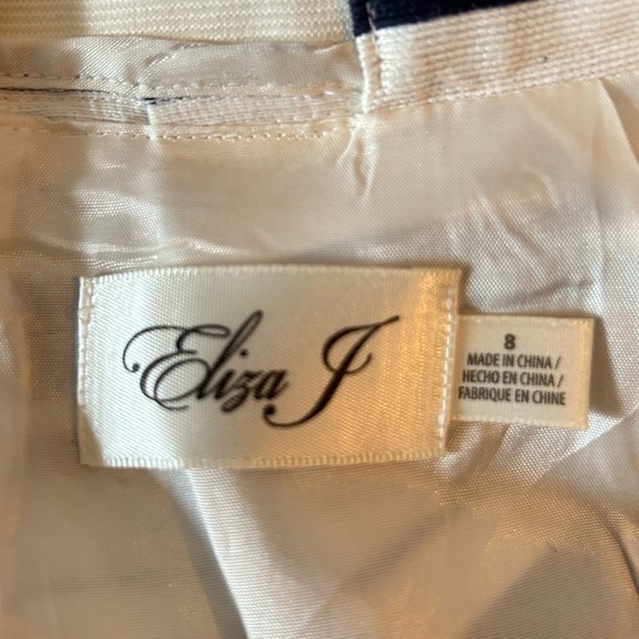 Eliza J Women's Stripe Black and White Jacquard Midi Skirt Size 8 - Picture 8 of 14